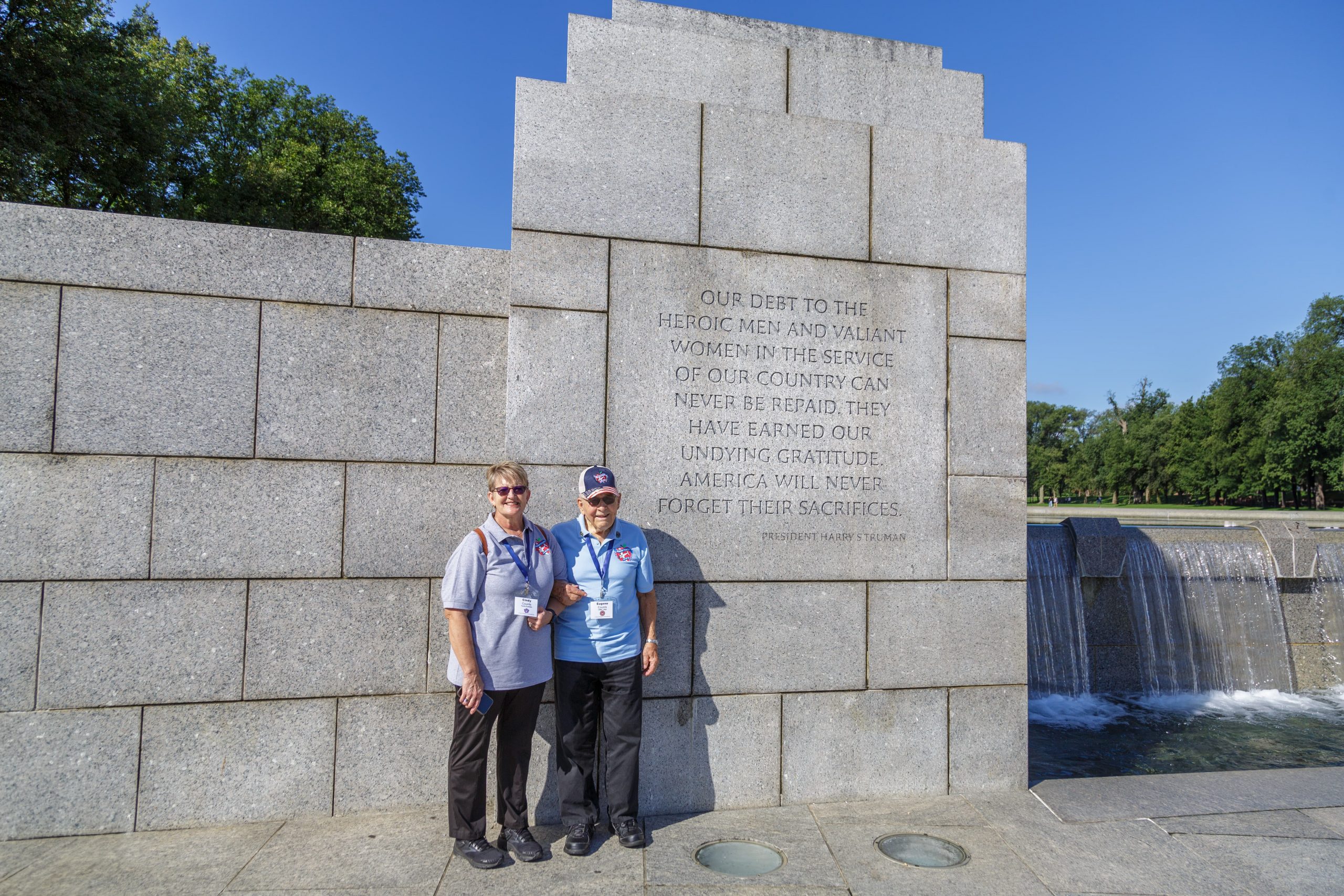 BRC veteran Eugene Counts stands proudly at the Tomb of the Unknown Soldier during an Honor Flight Top of Virginia trip, honoring those who served.